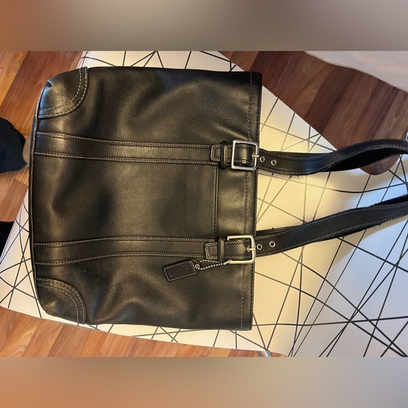 Vintage coach Hampton shoulder tote bag black leather 90’s Y2K - Picture 13 of 16